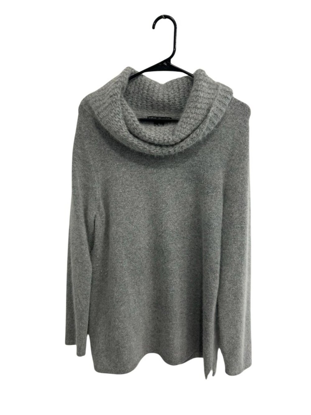 Sarah Spencer 1X Gray Cowl Neck Sweater Angora Wool Blend Cozycore Minimalist